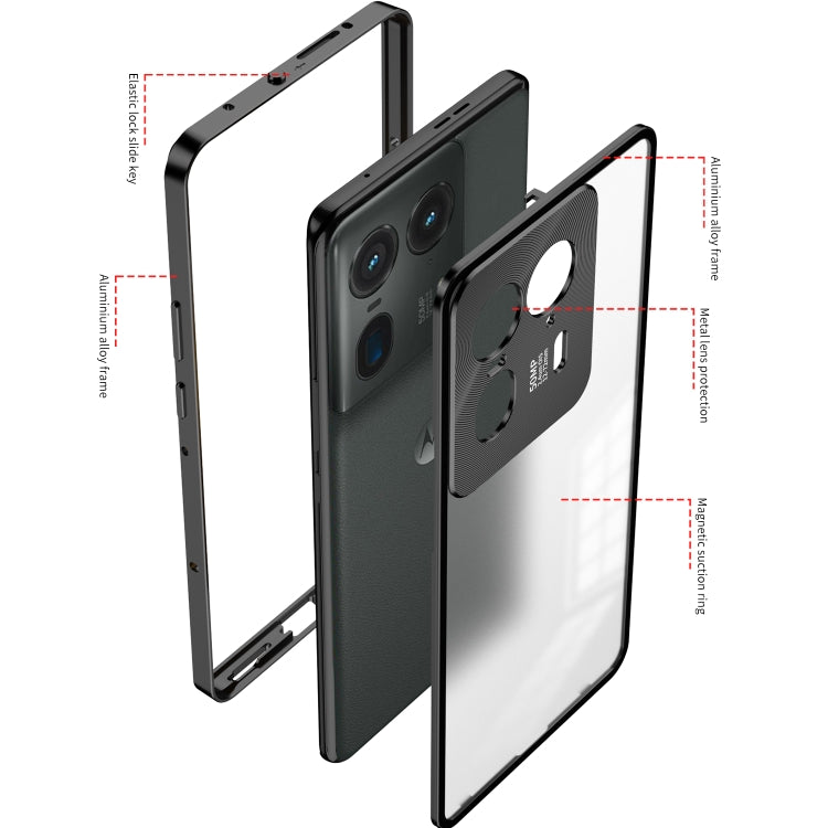 For Motorola Moto X40 Snap Buckle Metal Frame Frosted Phone Case(Blue) - Motorola Cases by PMC TechLife | Online Shopping South Africa | PMC TechLife | Buy Now Pay Later Mobicred