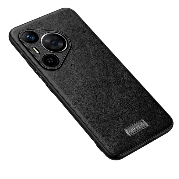 For Huawei Pura 70 SULADA Shockproof TPU Hybrid Handmade Leather Phone Case(Black) - free shipping - PMC Jewellery - Order now!