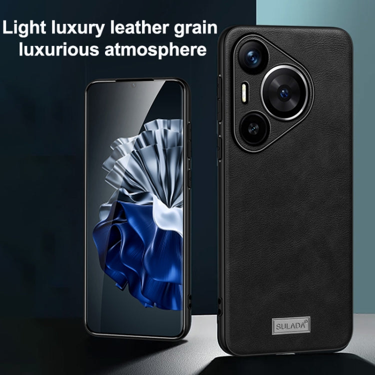 For Huawei Pura 70 SULADA Shockproof TPU Hybrid Handmade Leather Phone Case(Red) - free shipping - PMC Jewellery - Order now!