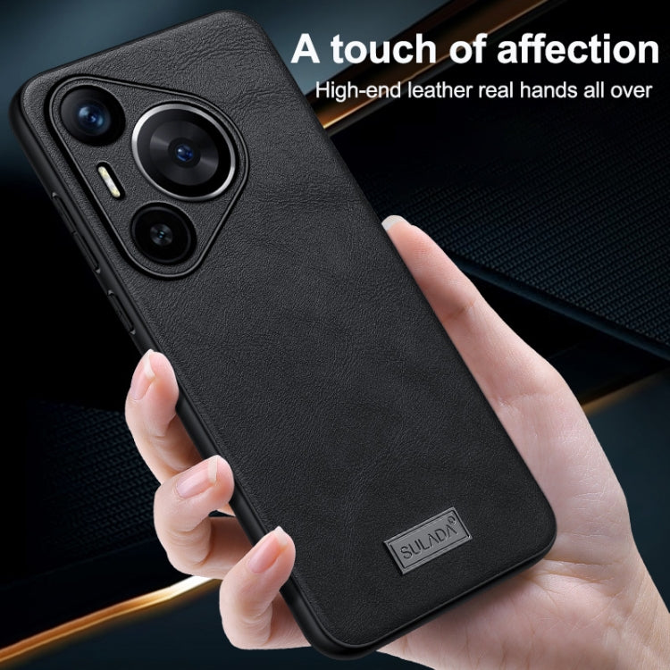For Huawei Pura 70 SULADA Shockproof TPU Hybrid Handmade Leather Phone Case(Red) - free shipping - PMC Jewellery - Order now!