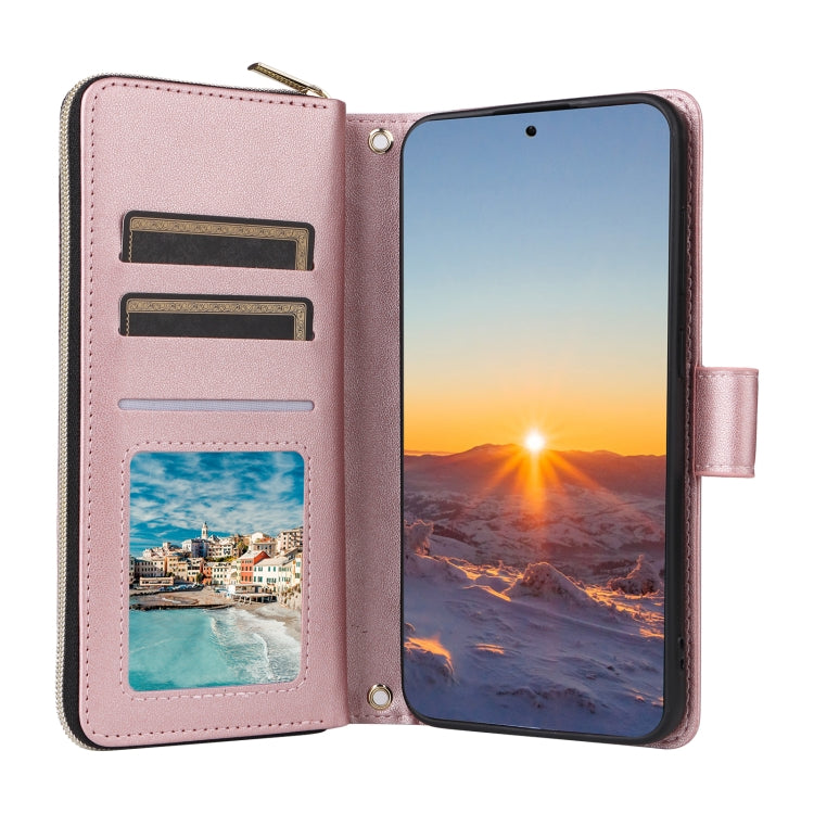 For Samsung Galaxy S24 FE 5G Crossbody Rhombic Zipper Tower Buckle Leather Phone Case with Lanyard(Rose Gold) - free shipping - PMC Jewellery - Order now!