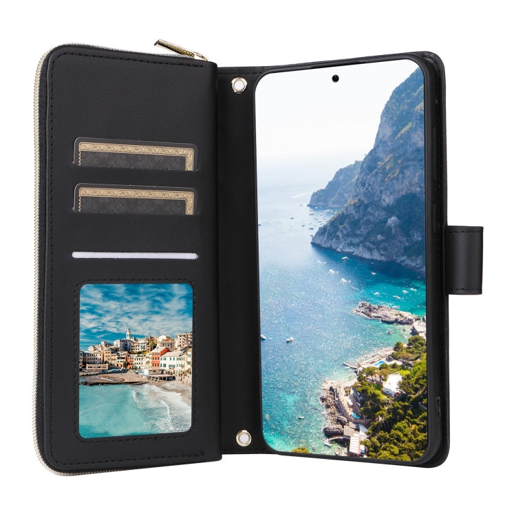 For Samsung Galaxy S25+ 5G Crossbody Rhombic Zipper Tower Buckle Leather Phone Case with Lanyard(Black) - free shipping - PMC Jewellery - Order now!