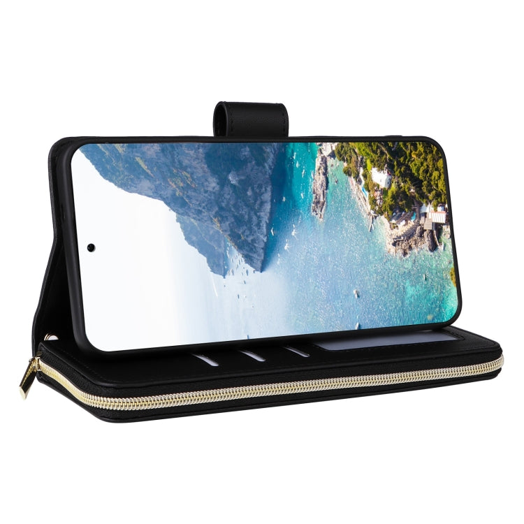 For Samsung Galaxy S25+ 5G Crossbody Rhombic Zipper Tower Buckle Leather Phone Case with Lanyard(Black) - free shipping - PMC Jewellery - Order now!
