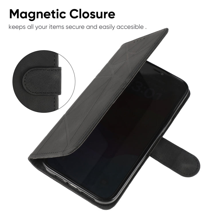 For Samsung Galaxy S24+ / S25+ 5G Skin Feel Geometric Lines Leather Phone Case(Black) - free shipping - PMC Jewellery - Order now!
