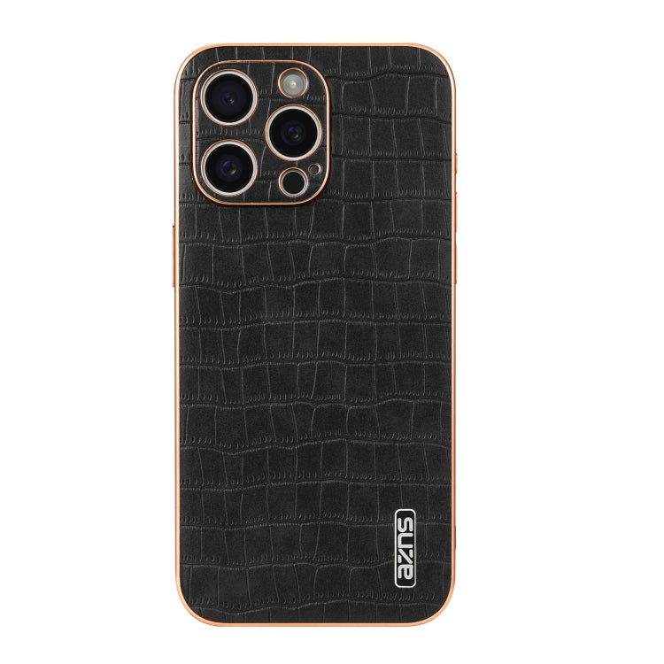 For iPhone 16 Pro Max AZNS Electroplated Frame Crocodile Texture Full Coverage Phone Case(Black) - iPhone 16 Pro Max Cases by AZNS | Online Shopping South Africa | PMC TechLife | Buy Now Pay Later Mobicred