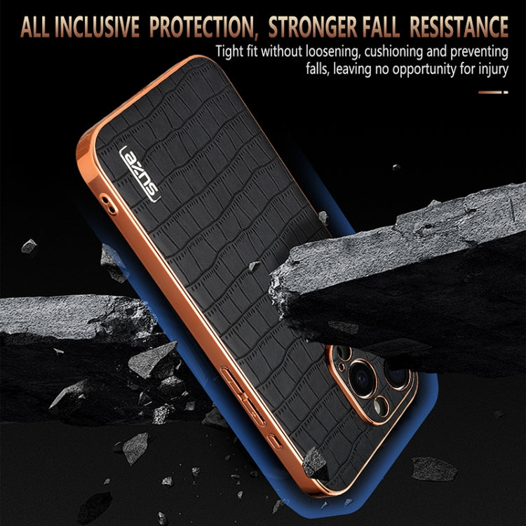 For iPhone 16 Pro Max AZNS Electroplated Frame Crocodile Texture Full Coverage Phone Case(Black) - iPhone 16 Pro Max Cases by AZNS | Online Shopping South Africa | PMC TechLife | Buy Now Pay Later Mobicred