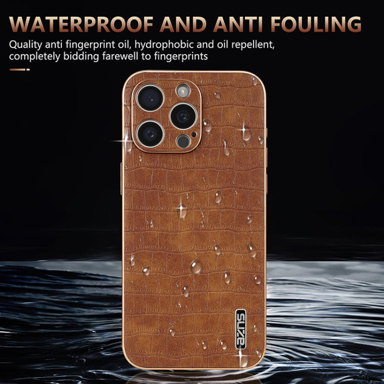 For iPhone 16 Pro Max AZNS Electroplated Frame Crocodile Texture Full Coverage Phone Case(Black) - iPhone 16 Pro Max Cases by AZNS | Online Shopping South Africa | PMC TechLife | Buy Now Pay Later Mobicred