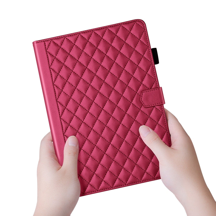 For iPad Pro 13 2024 Rhombus Lattice Leather Smart Tablet Case(Red) - iPad Pro 13 2024 Cases by PMC TechLife | Online Shopping South Africa | PMC TechLife | Buy Now Pay Later Mobicred