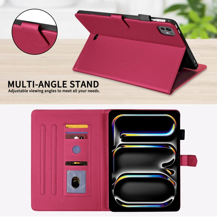 For iPad Pro 13 2024 Rhombus Lattice Leather Smart Tablet Case(Red) - iPad Pro 13 2024 Cases by PMC TechLife | Online Shopping South Africa | PMC TechLife | Buy Now Pay Later Mobicred