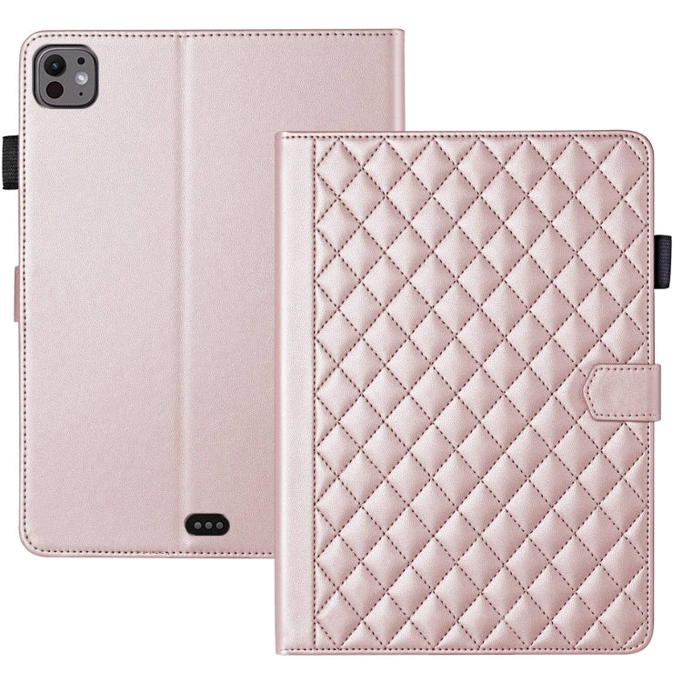 For iPad Pro 11 2024 Rhombus Lattice Leather Smart Tablet Case(Rose Gold) - iPad Pro 11 2024 Cases by PMC TechLife | Online Shopping South Africa | PMC TechLife | Buy Now Pay Later Mobicred