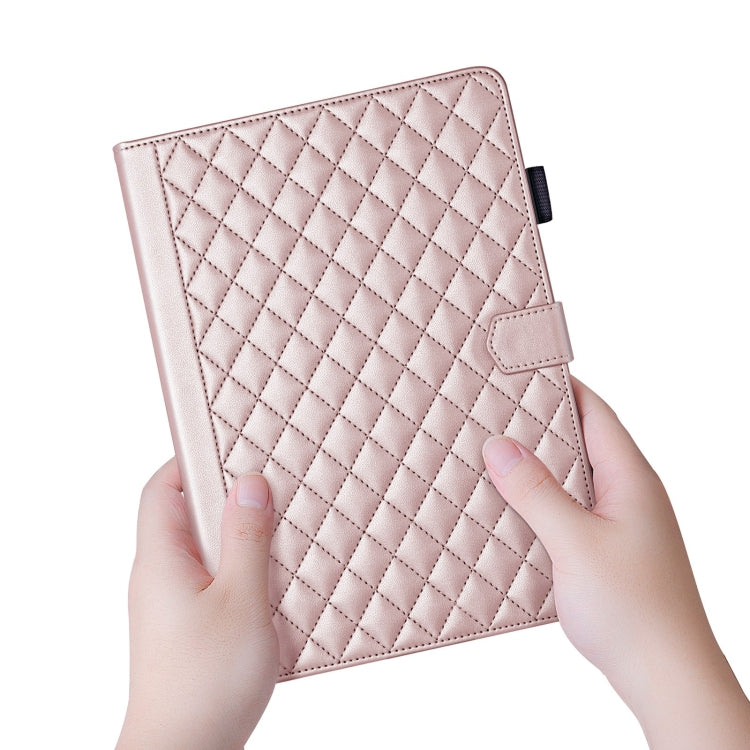 For iPad Pro 11 2024 Rhombus Lattice Leather Smart Tablet Case(Rose Gold) - iPad Pro 11 2024 Cases by PMC TechLife | Online Shopping South Africa | PMC TechLife | Buy Now Pay Later Mobicred