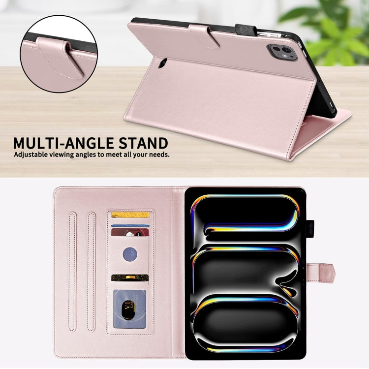 For iPad Pro 11 2024 Rhombus Lattice Leather Smart Tablet Case(Rose Gold) - iPad Pro 11 2024 Cases by PMC TechLife | Online Shopping South Africa | PMC TechLife | Buy Now Pay Later Mobicred