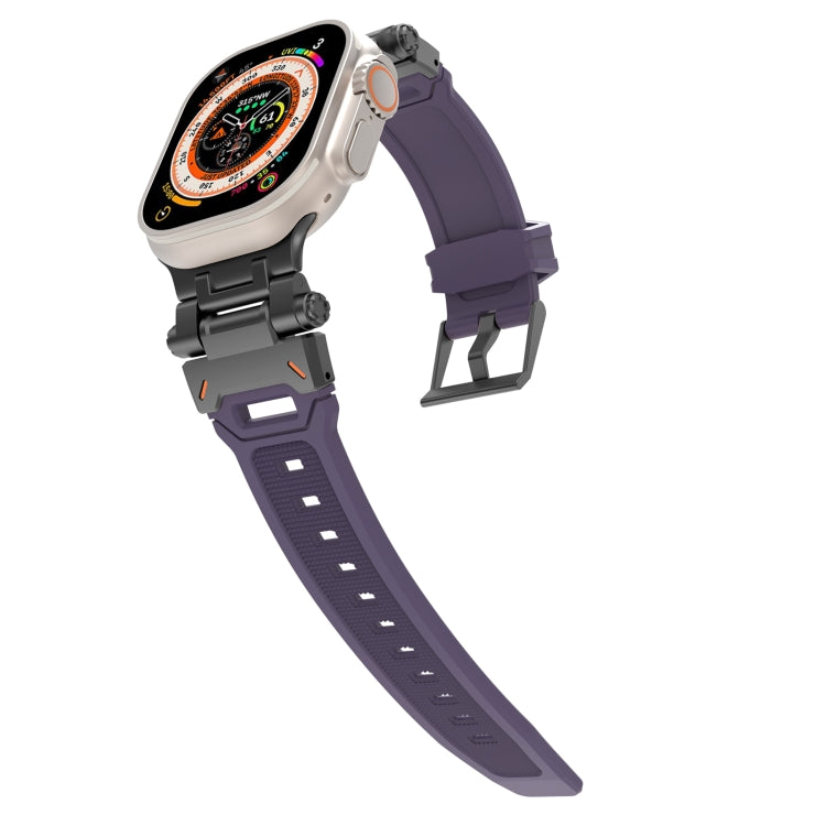 For Apple Watch SE 2023 44mm Stainless Steel Connector TPU Watch Band(Black Purple) - free shipping - PMC TechLife - Order now!