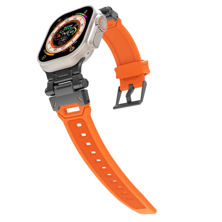 For Apple Watch Series 9 45mm Stainless Steel Connector TPU Watch Band(Black Orange) - free shipping - PMC TechLife - Order now!