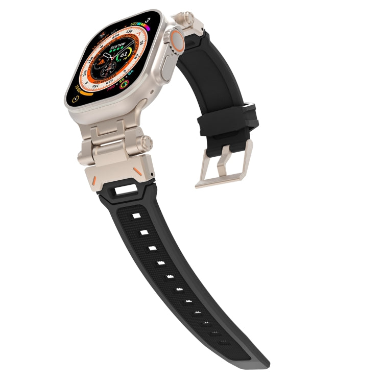 For Apple Watch Series 9 45mm Stainless Steel Connector TPU Watch Band(Titanium Black) - free shipping - PMC TechLife - Order now!