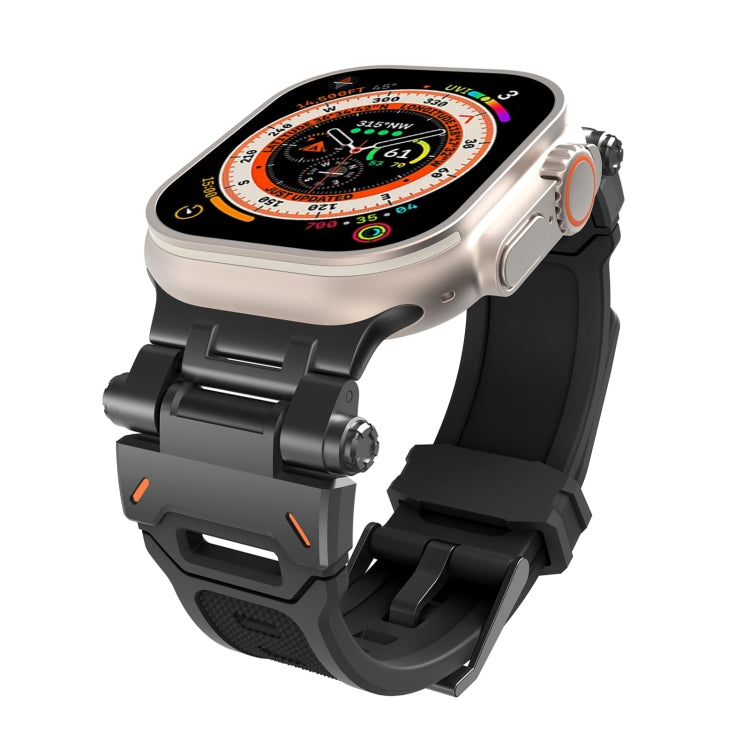 For Apple Watch Ultra 49mm Stainless Steel Connector TPU Watch Band(Black Black) - free shipping - PMC TechLife - Order now!