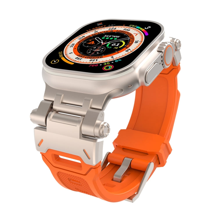 For Apple Watch Ultra 49mm Stainless Steel Connector TPU Watch Band(Titanium Orange) - free shipping - PMC TechLife - Order now!