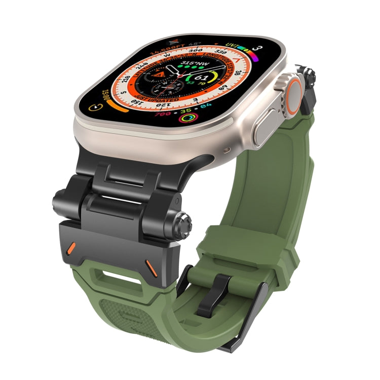 For Apple Watch Series 8 45mm Stainless Steel Connector TPU Watch Band(Black Green) - free shipping - PMC TechLife - Order now!