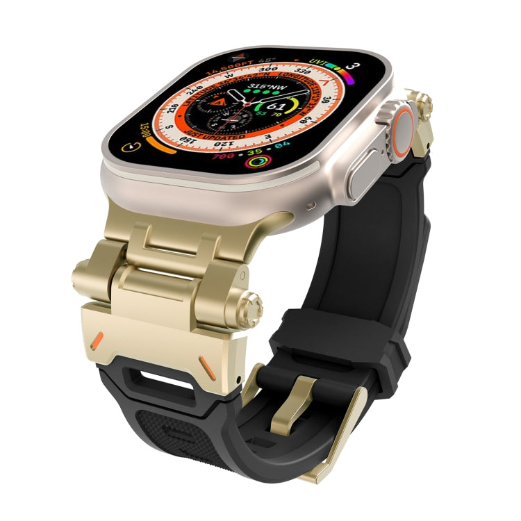 For Apple Watch Series 8 45mm Stainless Steel Connector TPU Watch Band(Gold Black) - free shipping - PMC TechLife - Order now!