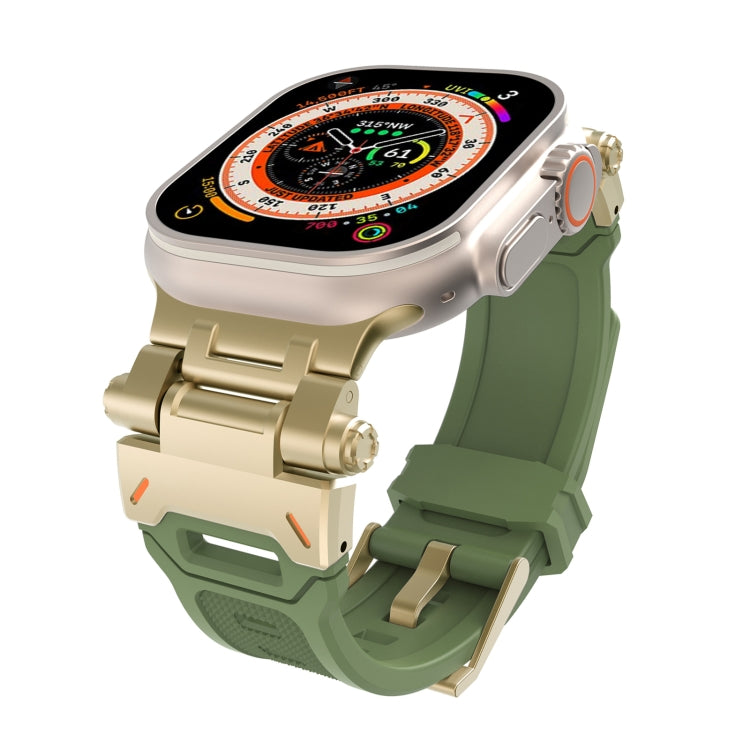 For Apple Watch Series 8 45mm Stainless Steel Connector TPU Watch Band(Gold Green) - free shipping - PMC TechLife - Order now!