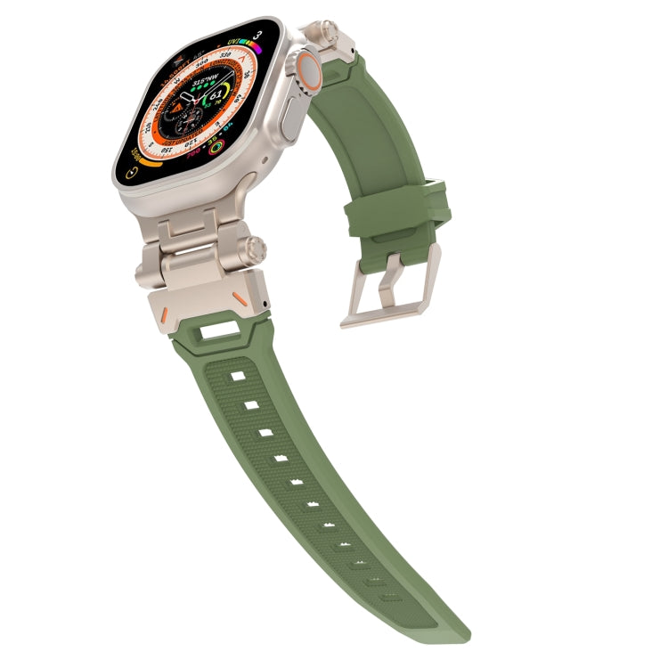 For Apple Watch Series 8 45mm Stainless Steel Connector TPU Watch Band(Titanium Green) - free shipping - PMC TechLife - Order now!