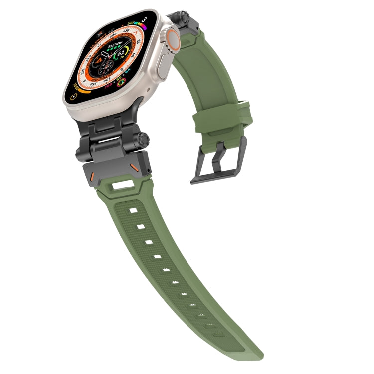 For Apple Watch SE 2022 44mm Stainless Steel Connector TPU Watch Band(Black Green) - free shipping - PMC TechLife - Order now!