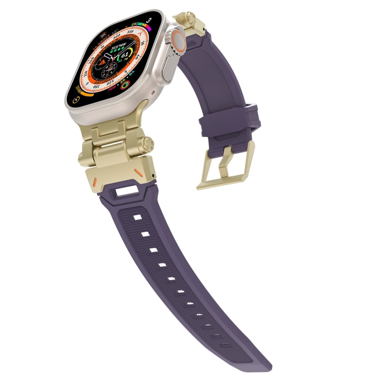 For Apple Watch SE 2022 44mm Stainless Steel Connector TPU Watch Band(Gold Purple) - free shipping - PMC TechLife - Order now!