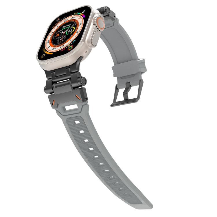 For Apple Watch Series 7 45mm Stainless Steel Connector TPU Watch Band(Black Grey) - free shipping - PMC TechLife - Order now!