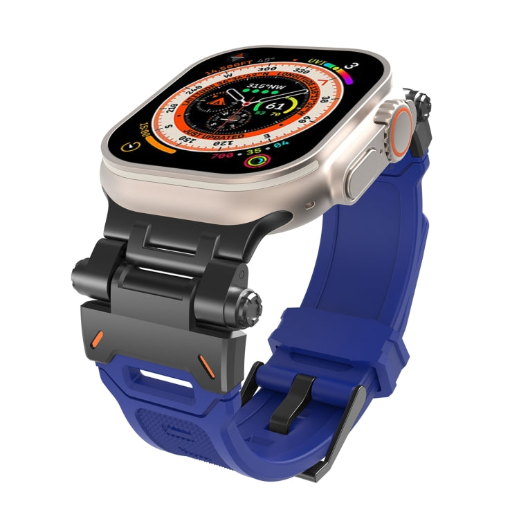 For Apple Watch Series 7 45mm Stainless Steel Connector TPU Watch Band(Black Blue) - free shipping - PMC TechLife - Order now!