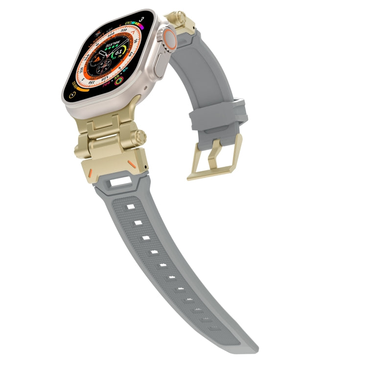 For Apple Watch Series 7 45mm Stainless Steel Connector TPU Watch Band(Gold Grey) - free shipping - PMC TechLife - Order now!