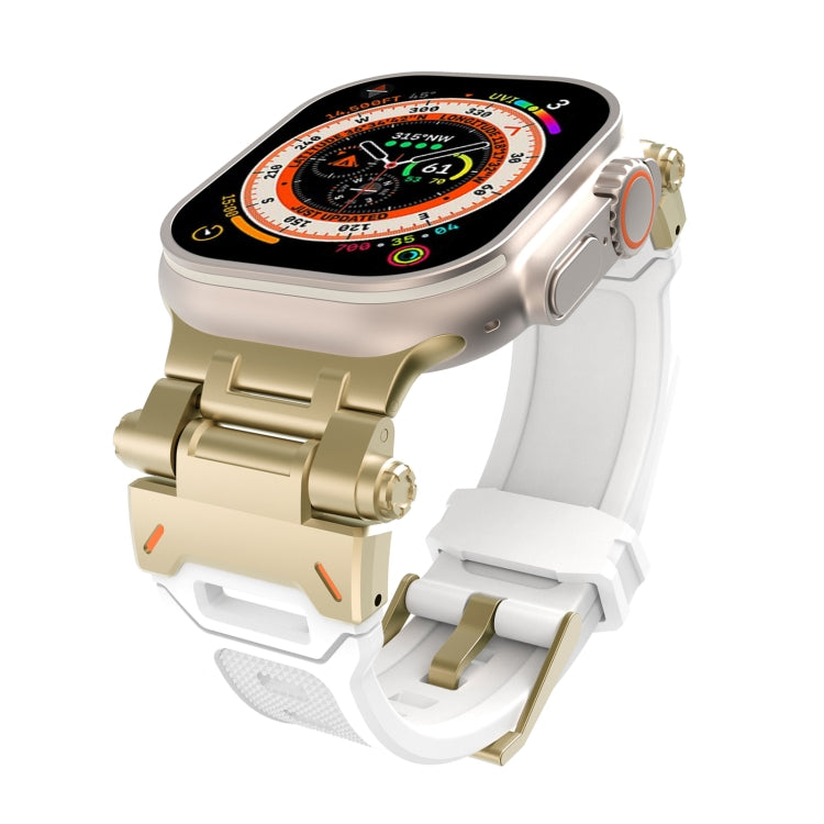 For Apple Watch Series 7 45mm Stainless Steel Connector TPU Watch Band(Gold White) - free shipping - PMC TechLife - Order now!