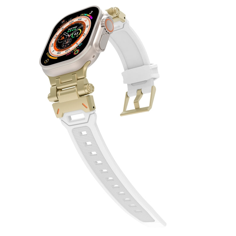 For Apple Watch Series 7 45mm Stainless Steel Connector TPU Watch Band(Gold White) - free shipping - PMC TechLife - Order now!