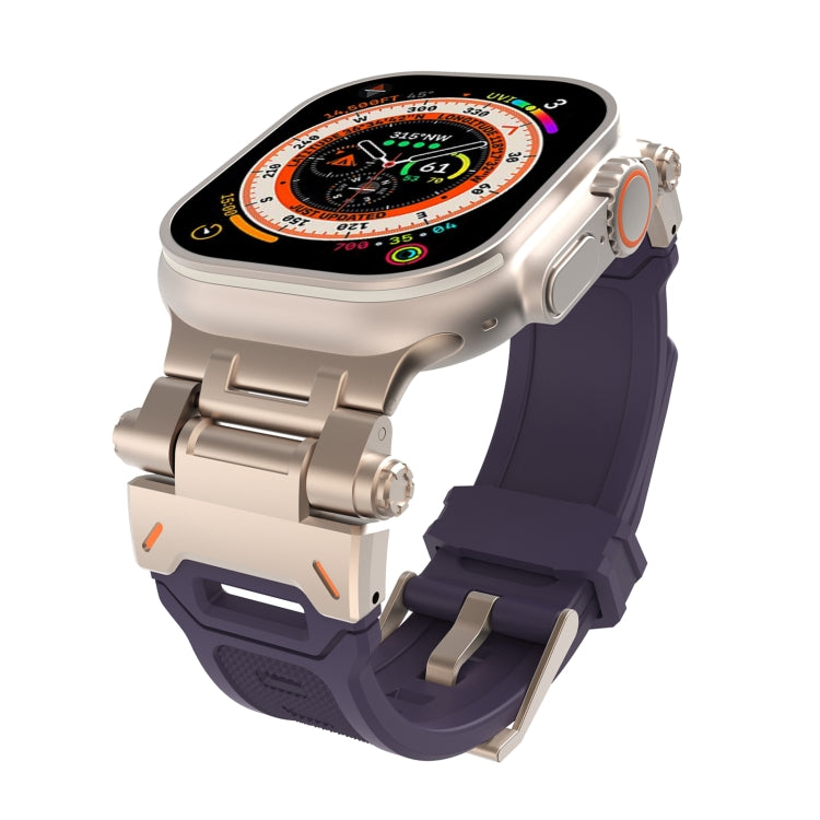 For Apple Watch Series 7 45mm Stainless Steel Connector TPU Watch Band(Titanium Purple) - free shipping - PMC TechLife - Order now!