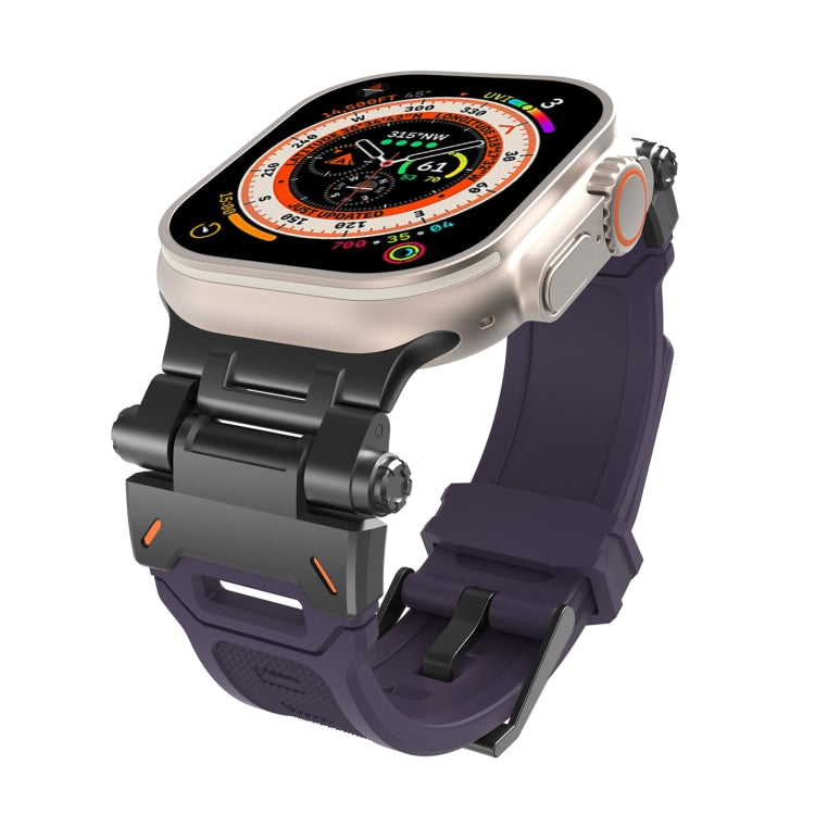 For Apple Watch SE 44mm Stainless Steel Connector TPU Watch Band(Black Purple) - free shipping - PMC TechLife - Order now!