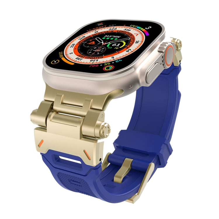 For Apple Watch SE 44mm Stainless Steel Connector TPU Watch Band(Gold Blue) - free shipping - PMC TechLife - Order now!