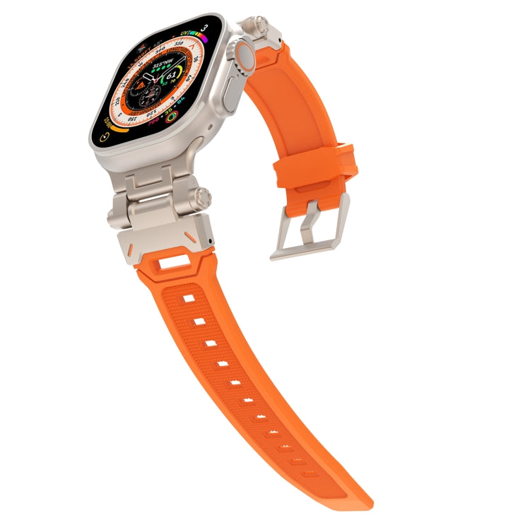 For Apple Watch SE 44mm Stainless Steel Connector TPU Watch Band(Titanium Orange) - free shipping - PMC TechLife - Order now!