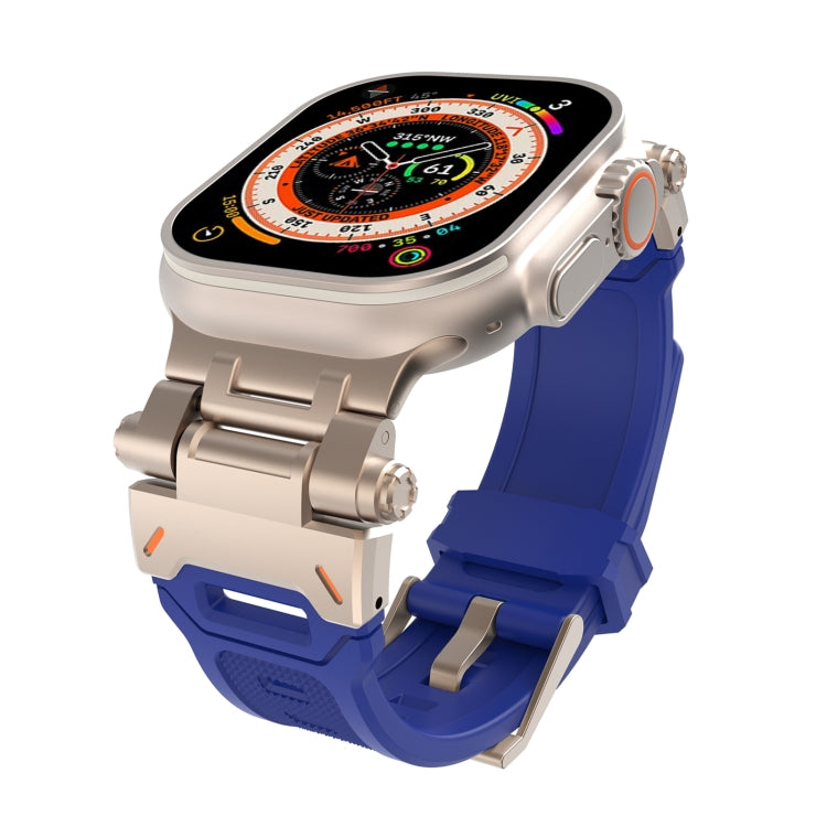 For Apple Watch SE 44mm Stainless Steel Connector TPU Watch Band(Titanium Blue) - free shipping - PMC TechLife - Order now!