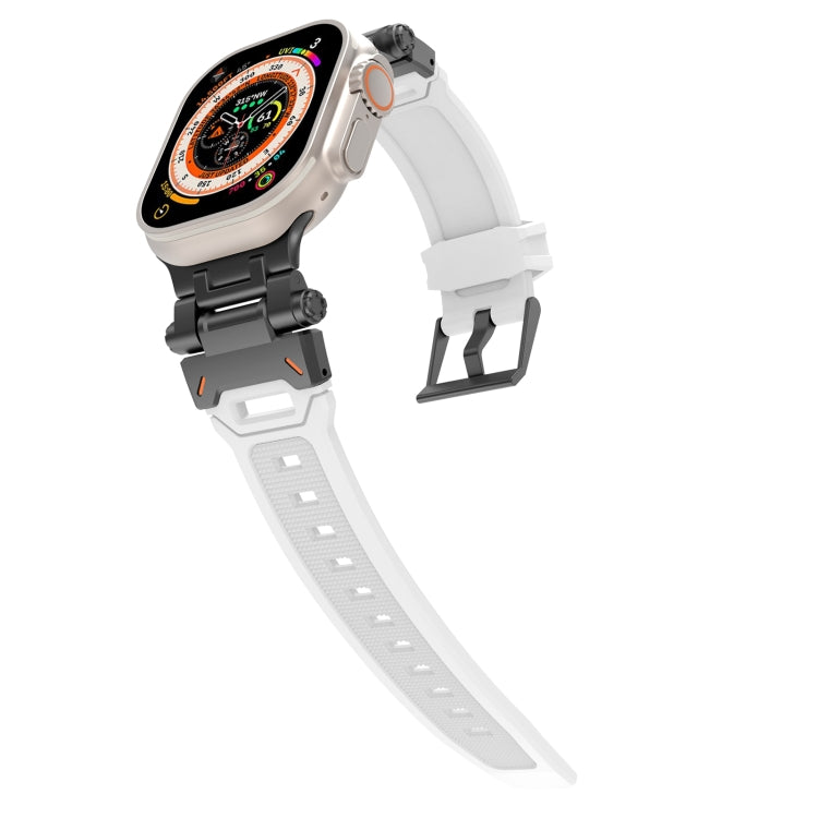 For Apple Watch Series 6 44mm Stainless Steel Connector TPU Watch Band(Black White) - free shipping - PMC TechLife - Order now!