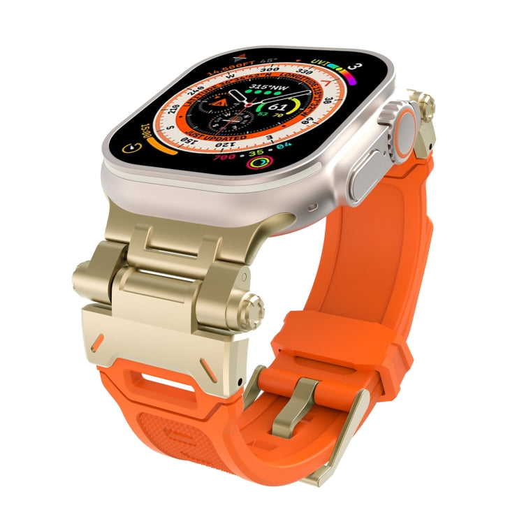 For Apple Watch Series 6 44mm Stainless Steel Connector TPU Watch Band(Gold Orange) - free shipping - PMC TechLife - Order now!