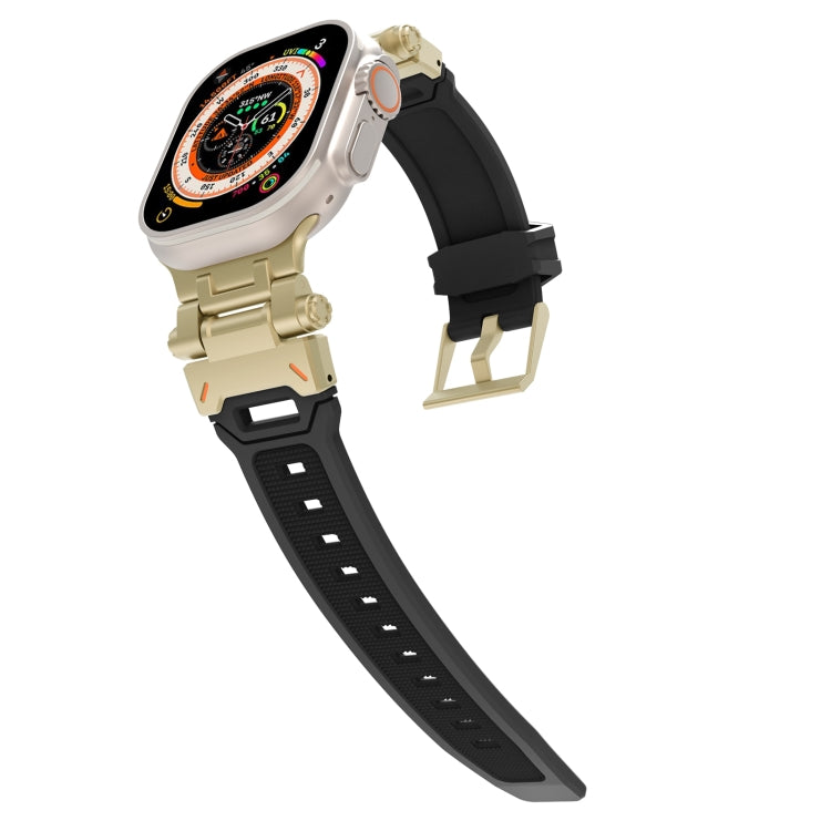 For Apple Watch Series 5 44mm Stainless Steel Connector TPU Watch Band(Gold Black) - free shipping - PMC TechLife - Order now!