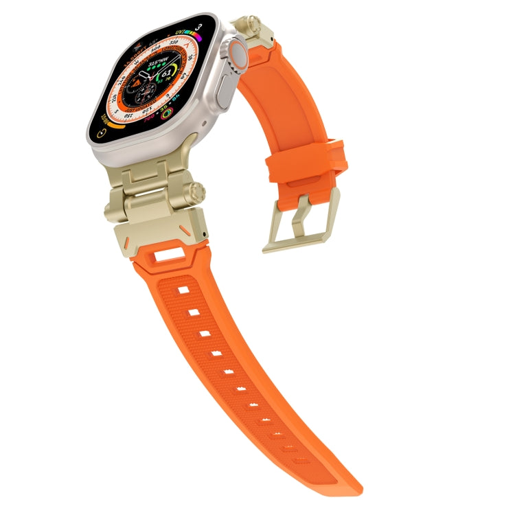 For Apple Watch Series 4 44mm Stainless Steel Connector TPU Watch Band(Gold Orange) - free shipping - PMC TechLife - Order now!