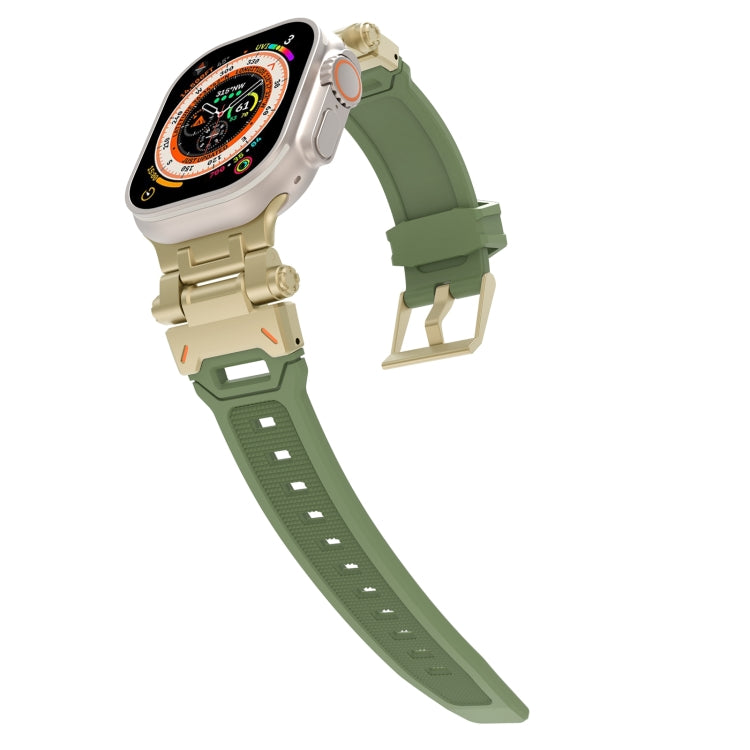 For Apple Watch Series 4 44mm Stainless Steel Connector TPU Watch Band(Gold Green) - free shipping - PMC TechLife - Order now!