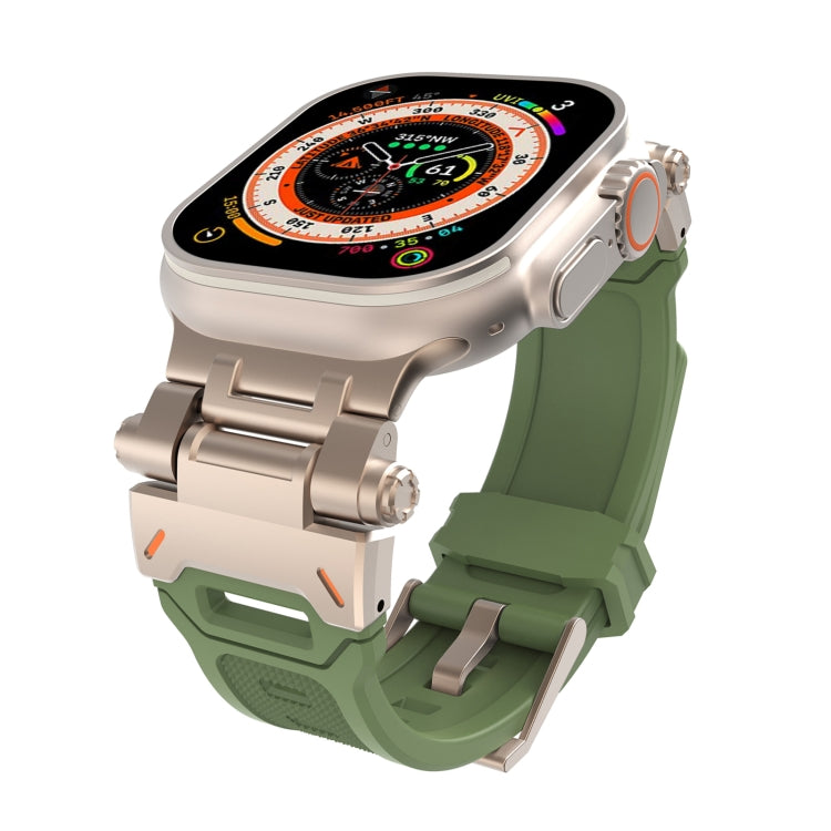 For Apple Watch Series 4 44mm Stainless Steel Connector TPU Watch Band(Titanium Green) - free shipping - PMC TechLife - Order now!