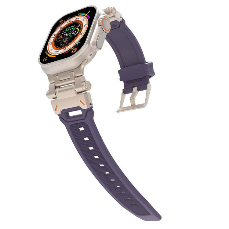For Apple Watch Series 4 44mm Stainless Steel Connector TPU Watch Band(Titanium Purple) - free shipping - PMC TechLife - Order now!