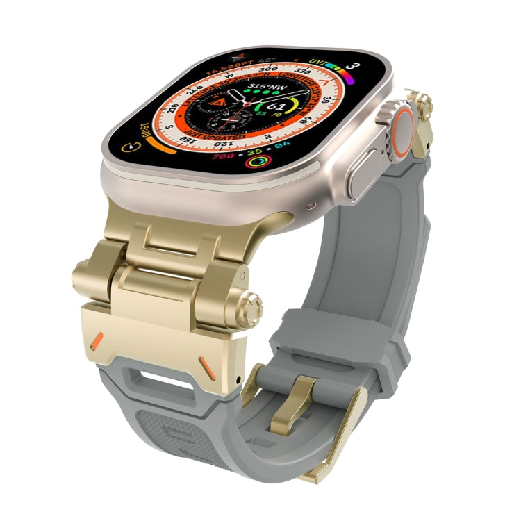 For Apple Watch Series 3 42mm Stainless Steel Connector TPU Watch Band(Gold Grey) - free shipping - PMC TechLife - Order now!
