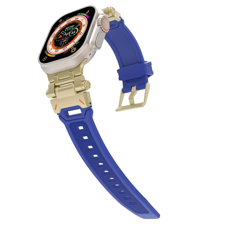For Apple Watch Series 3 42mm Stainless Steel Connector TPU Watch Band(Gold Blue) - free shipping - PMC TechLife - Order now!