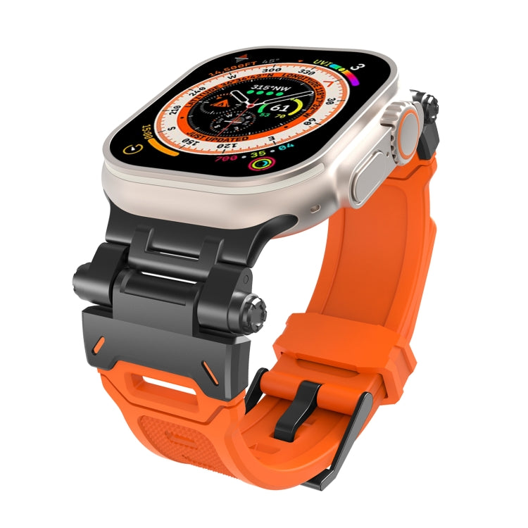 For Apple Watch Series 2 42mm Stainless Steel Connector TPU Watch Band(Black Orange) - free shipping - PMC TechLife - Order now!