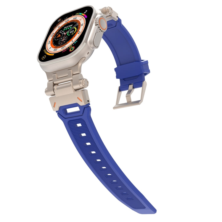 For Apple Watch 42mm Stainless Steel Connector TPU Watch Band(Titanium Blue) - free shipping - PMC TechLife - Order now!