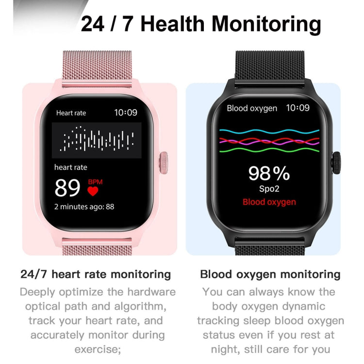LEMFO LT10 2.01 inch TFT Screen Smart Watch Supports Bluetooth Call / Health Monitoring, Steel Strap(Pink) - Smart Watches by LEMFO | Online Shopping South Africa | PMC TechLife | Buy Now Pay Later Mobicred