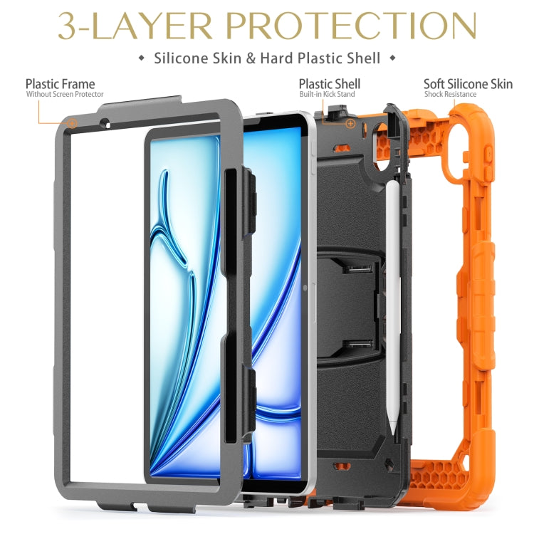 For iPad Air 11 2024 Silicone Hydric PC Tablet Case with Shoulder Strap & Holder(Orange) - iPad Air 11 2024 Cases by PMC TechLife | Online Shopping South Africa | PMC TechLife | Buy Now Pay Later Mobicred